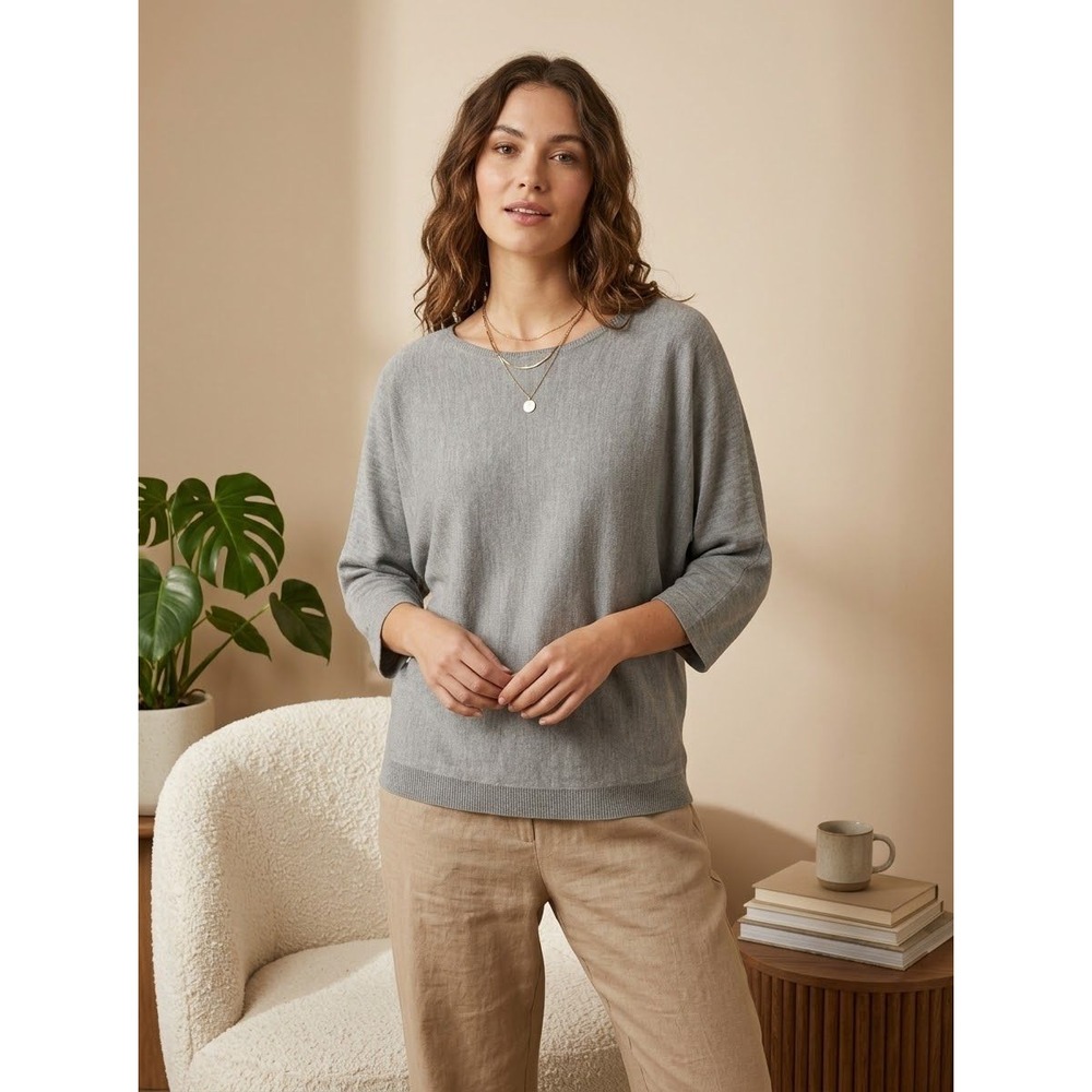 Dolman Sleeve Boatneck Soho Jeans Gray Acrylic Knit Sweater Size M Medium